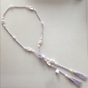 Necklace Lariat Style with Genuine Pearls